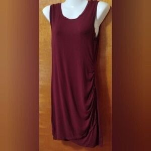Nordstrom Love Fire Ruched Tank Maroon Dress Sz M Silky Rayon